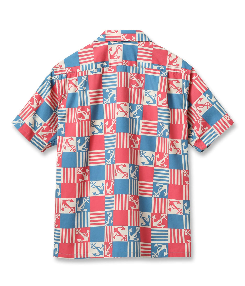 COTTON BROAD OPEN SHIRT “ANCHOR SQUARES”