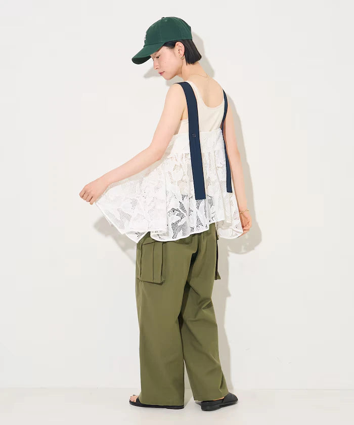 Flower Motif Batten Lace Iris Hem Camisole Top 【Limited Edition】