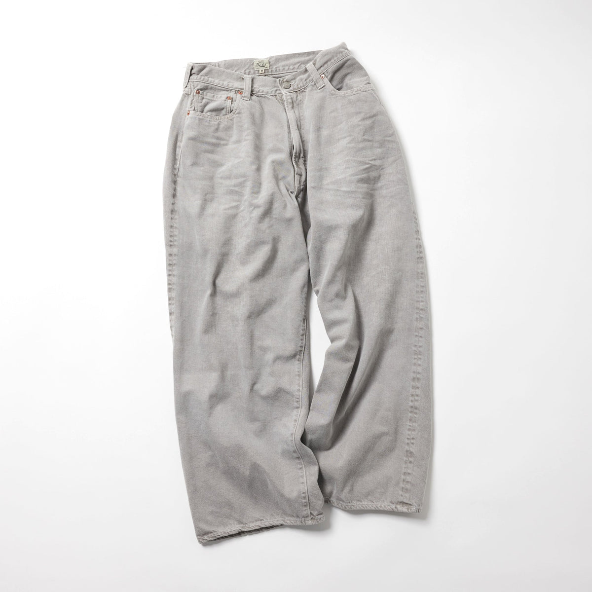 Recycled Waste Suvin Cotton Yarn 11.5oz Denim 5Pocket Wide Pants Vintage Washed