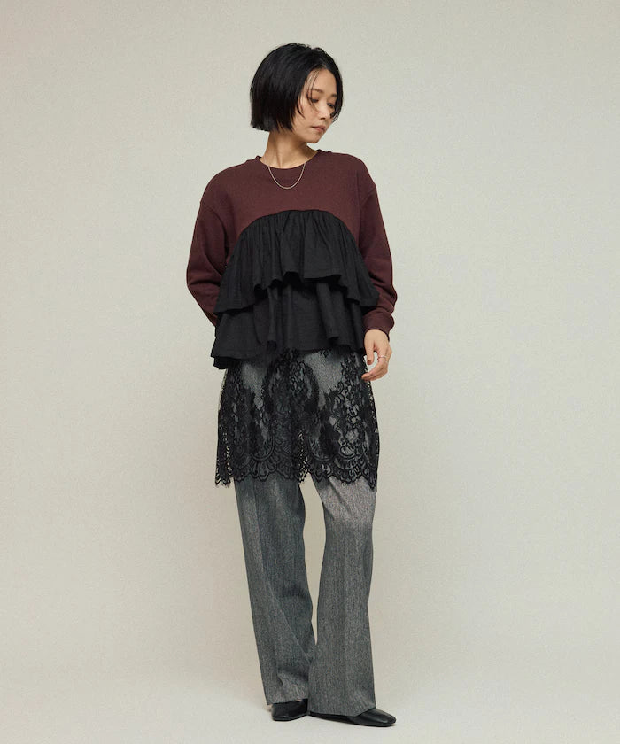 Organic Cotton Docking Frill Sweat / Relaxed Fit / Backed Sweat