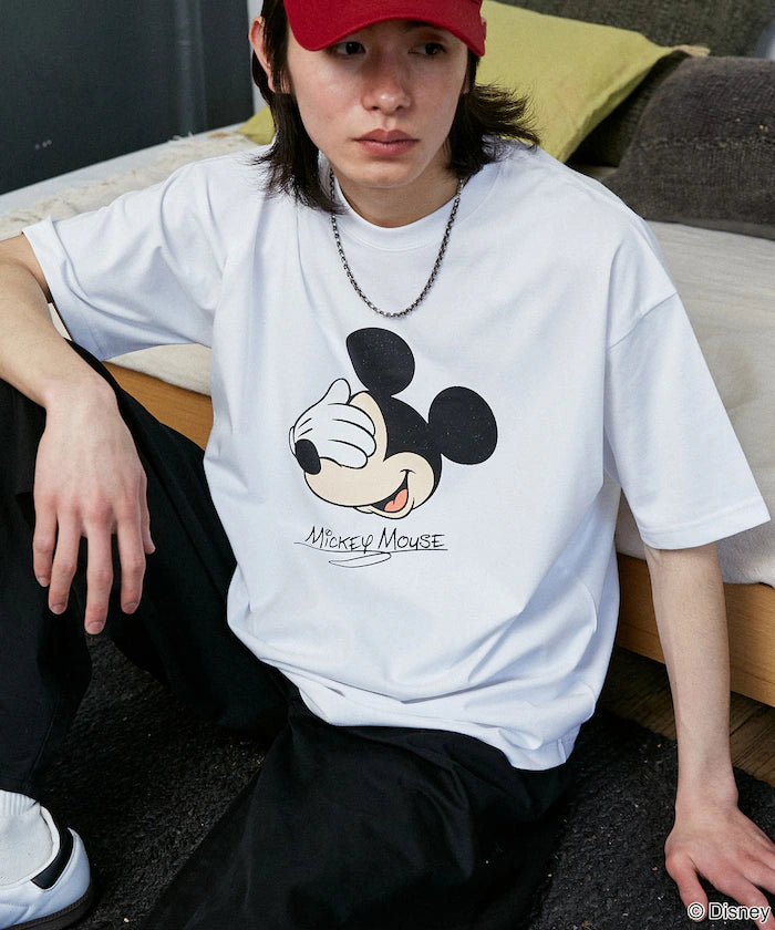 <Functional Material>Mickey Mouse Face T-Shirt Limited Edition