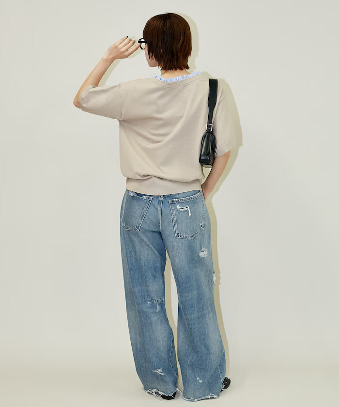 Shirt Frill V-Neck Half Sleeve Summer Knit Limited Edition