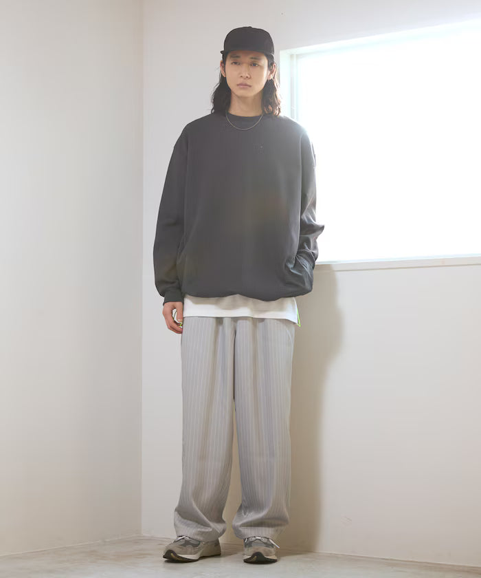 Spindle Stripe Easy Wide Pants / Compatible with Setup