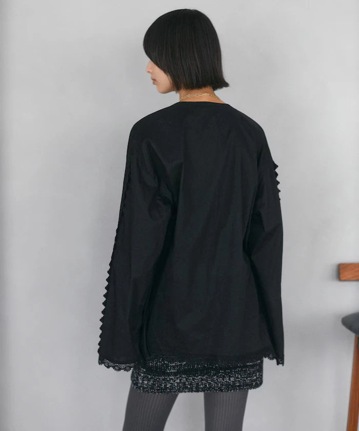 Lace Panel V-Neck Shirt