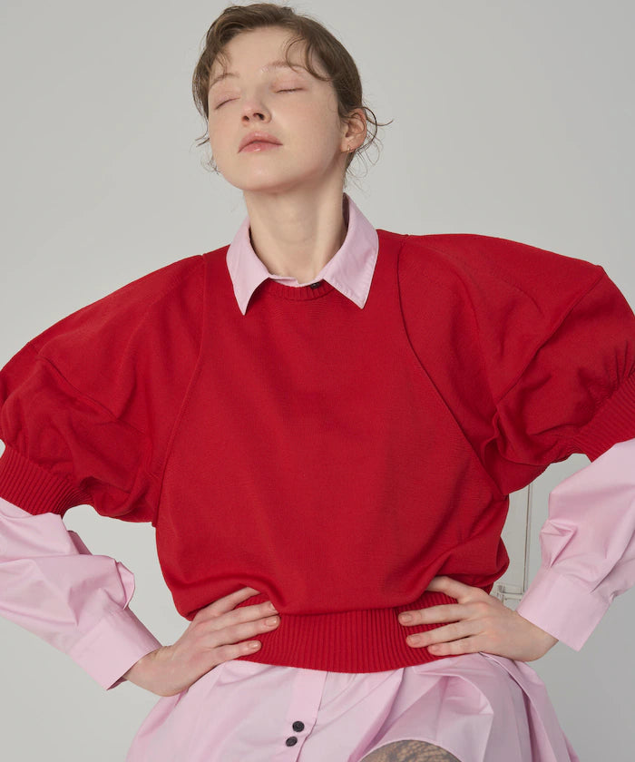 Japan Made Whole Garment Puff Sleeve Top