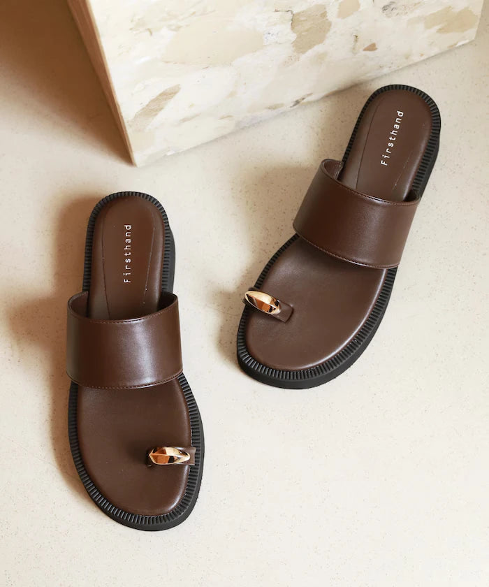 Metal Accent Thumb Loop Sandal