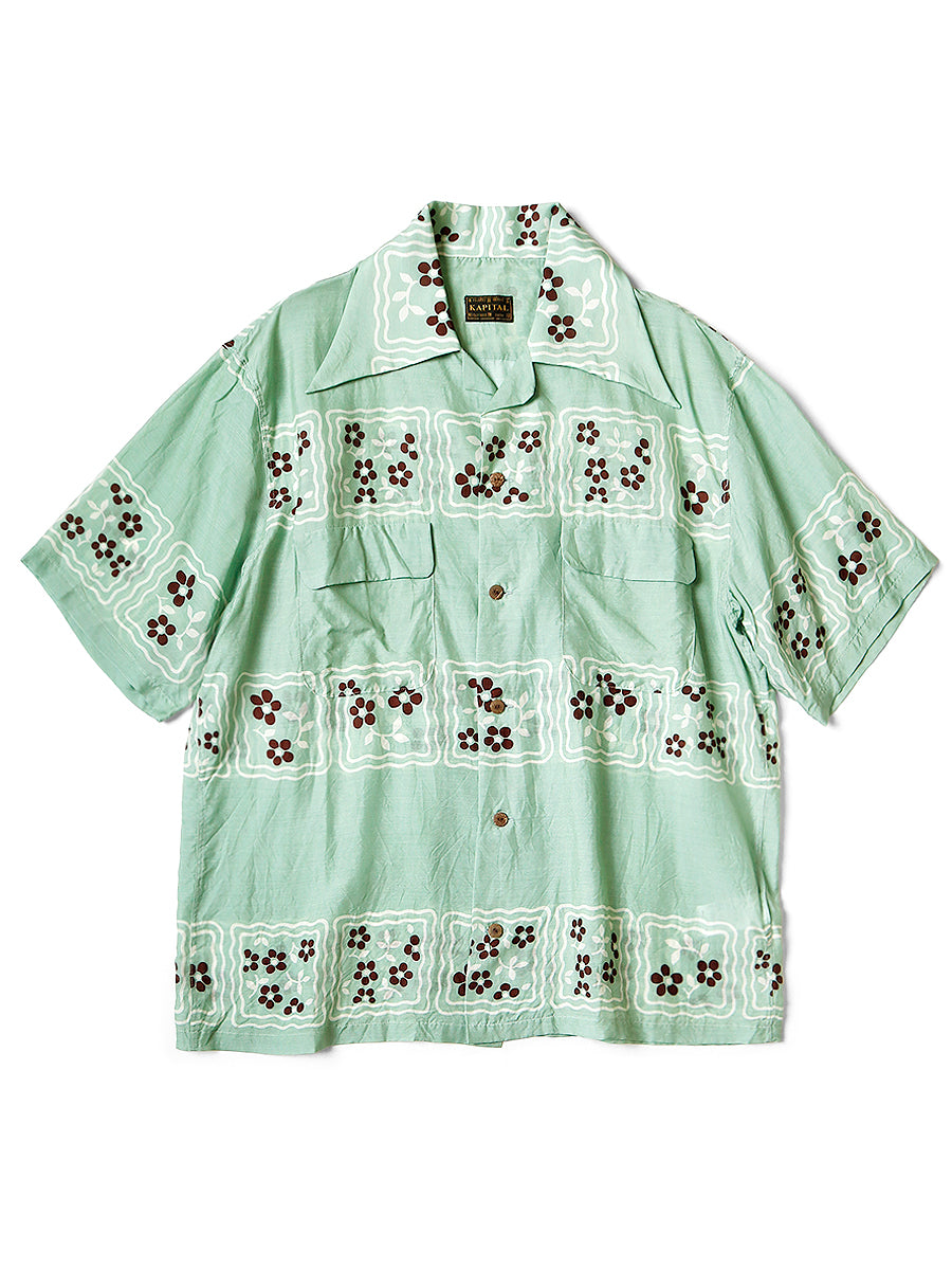 Silk Rayon COOKIE Pattern Langle Color Aloha Shirt
