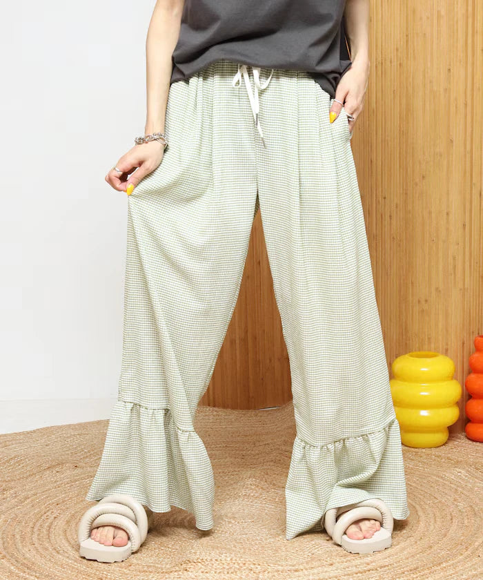 Wide Silhouette Tiered Check Easy Pants [Limited Edition]