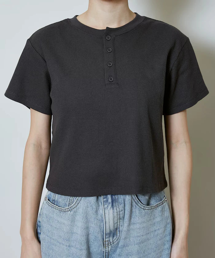 Light Waffle Henley Neck T-Shirt Limited Edition