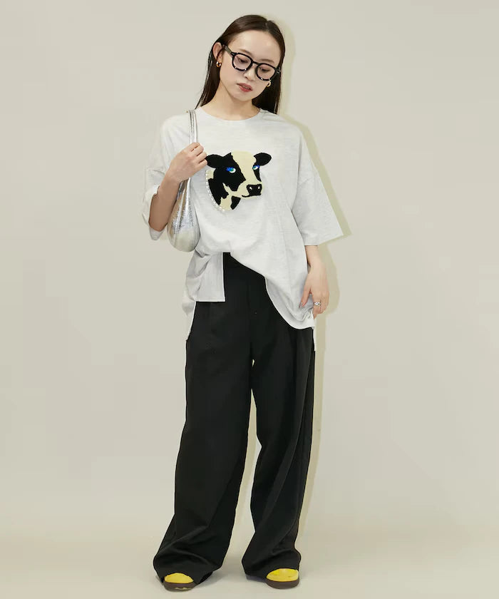Big T-shirt with Pearl and Sagara Embroidery - Limited Edition