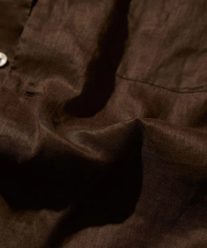 Linen Open Collar Short Sleeve Shirt