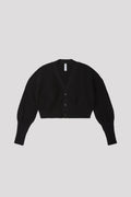 WOOL GARTER CROPPED CARDIGAN