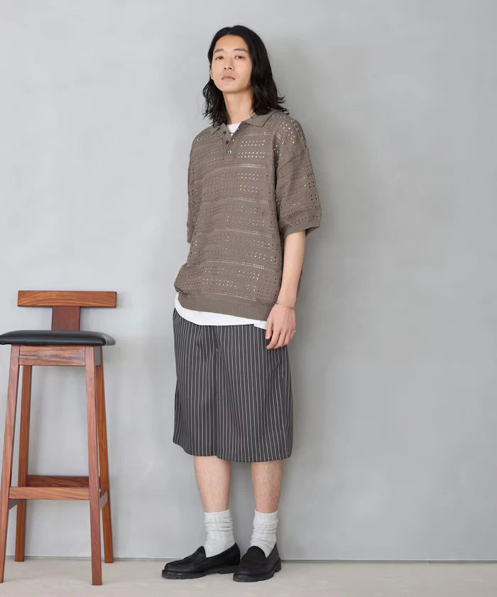 Big Silhouette Short Sleeve Knit Polo Shirt