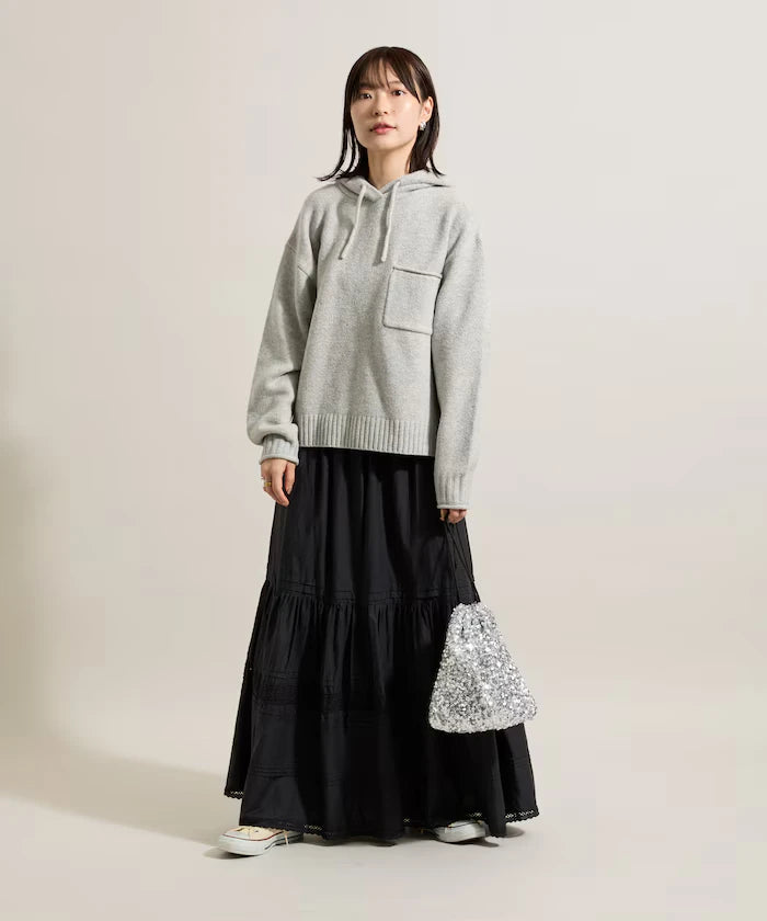 Knit hoodie with pockets