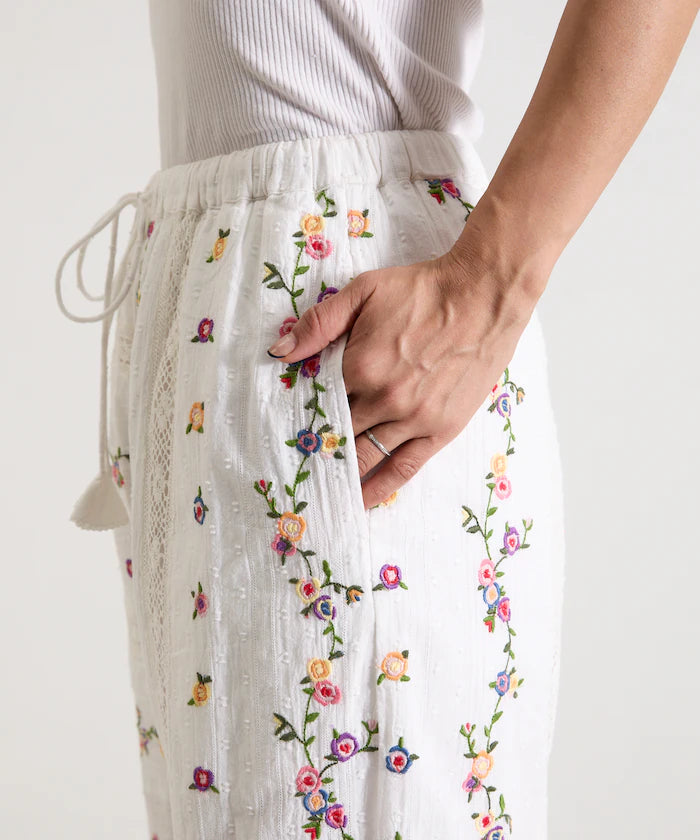 Dobby Floral Embroidery x Lace Pants