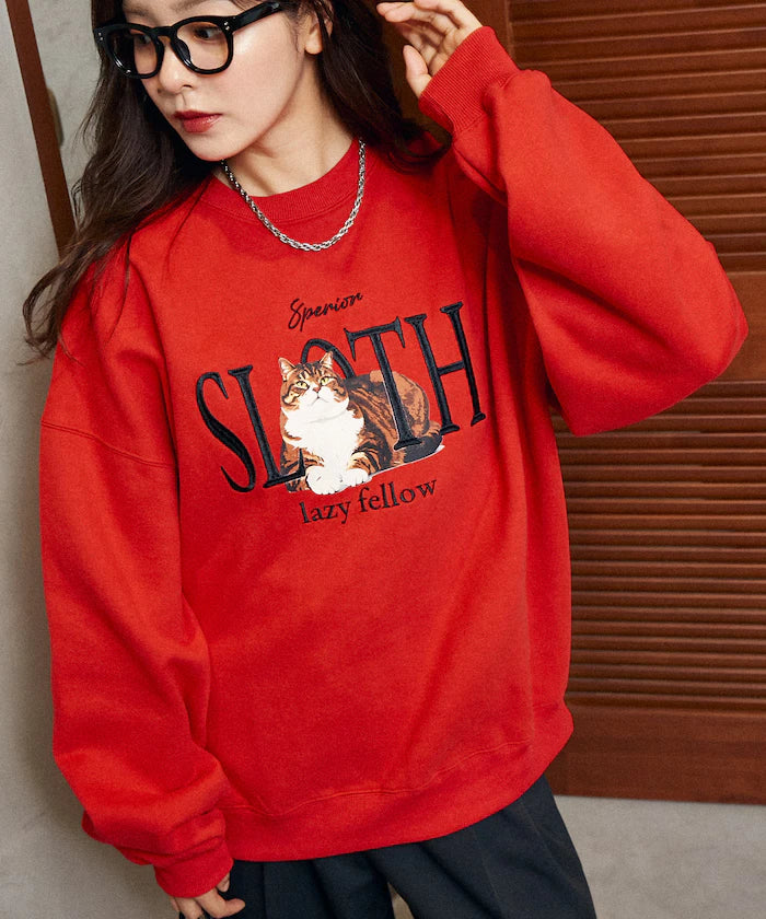 SLOTH Cat Fleece Lined Sweatshirt Limited Edition