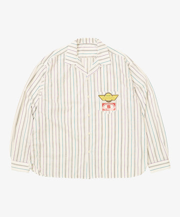 re-engineered overshirt long sleeve deadstock white stripe