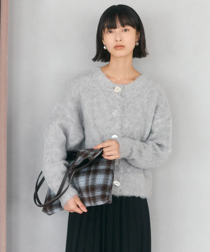 Variation Button Shaggy Knit Cardigan