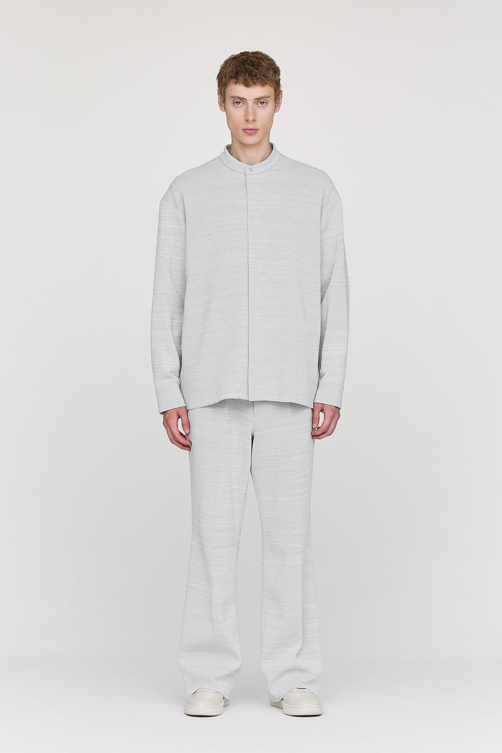 SOFT MILAN STAND COLLAR COVERED PLACKET SHIRT