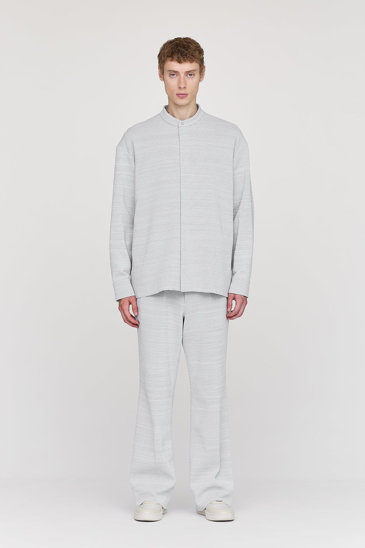SOFT MILAN STAND COLLAR COVERED PLACKET SHIRT