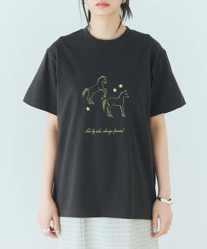Comfortable Horse Print Crew Neck T-Shirt