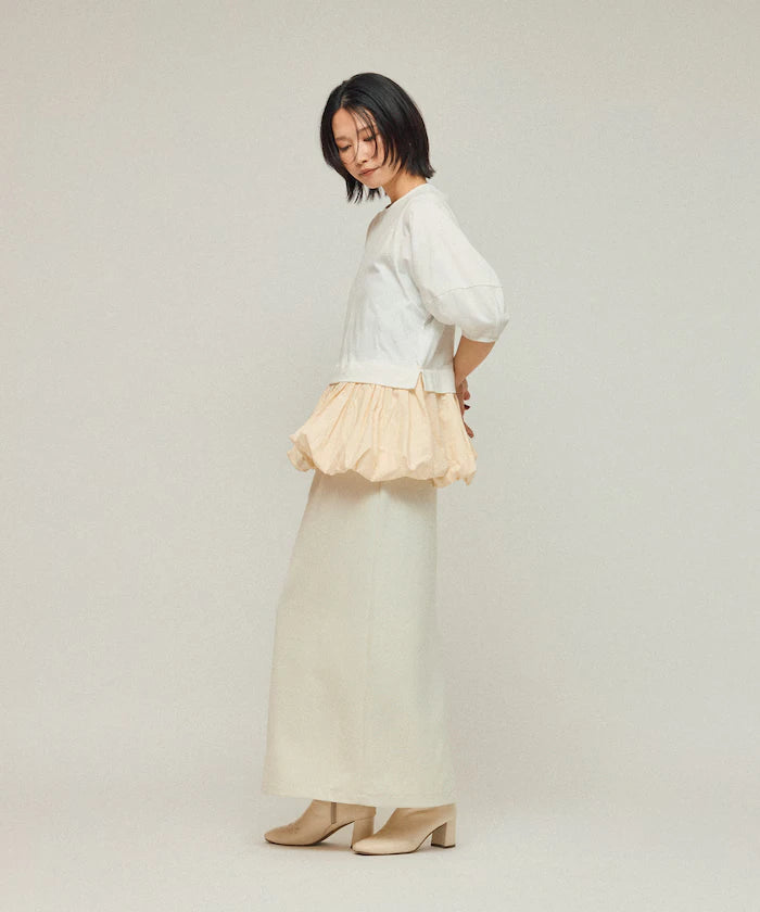 Organic Cotton Peplum Switch Top / 5-minute Sleeve T-Shirt