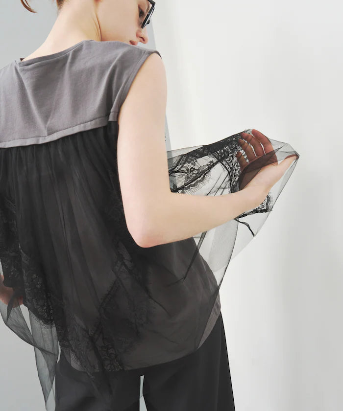 Organic Cotton Tulle Lace Docking Top