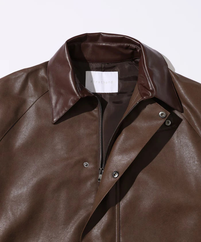 Oversized leatherette blouson / Mixed material switching