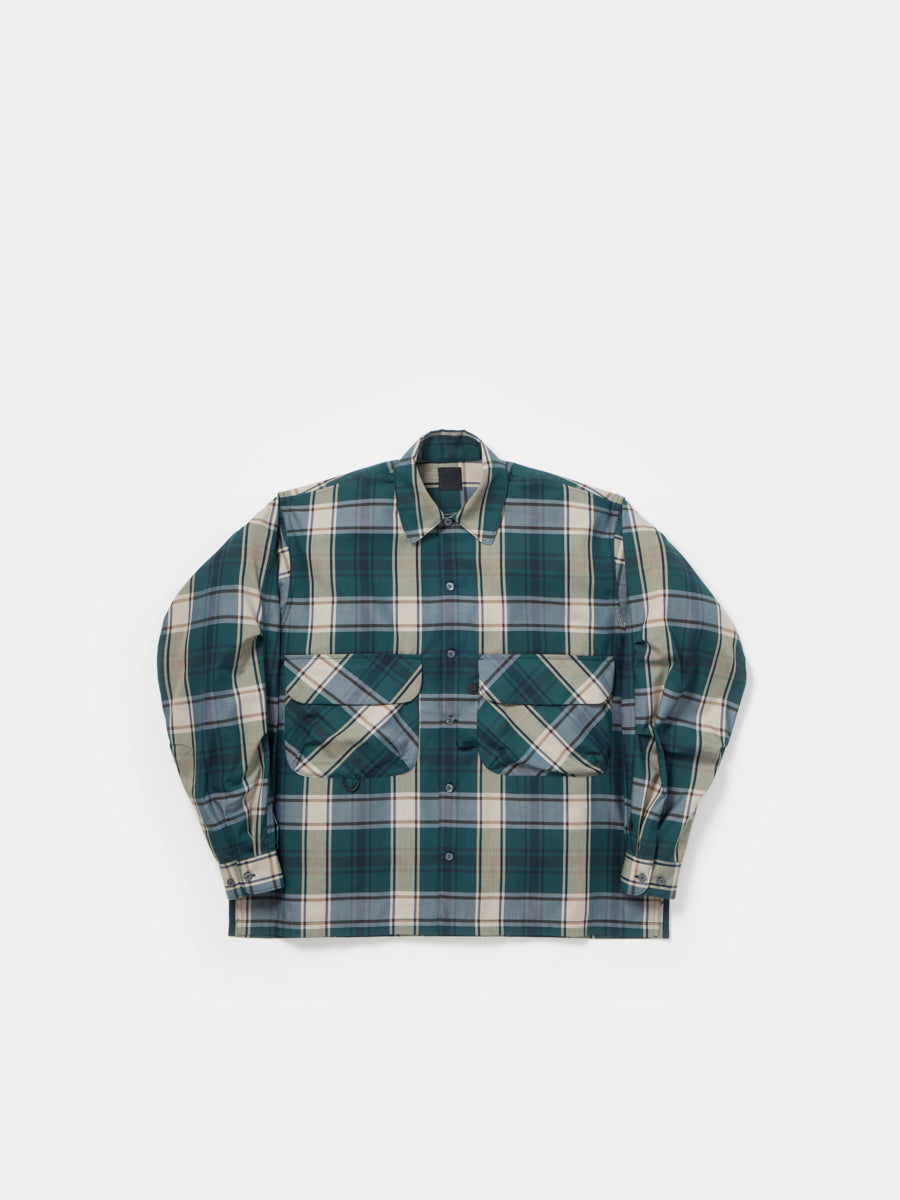 W's TECH SPORTS OPEN COLLAR SHIRT L/S BIG TARTAN
