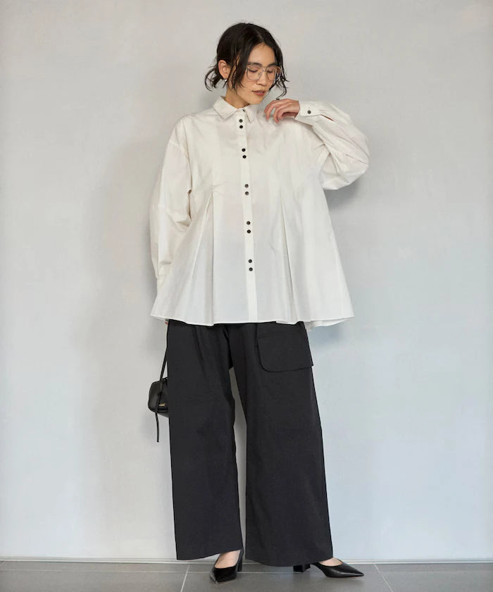 Box Stacked Balloon Sleeve Long Sleeve Shirt