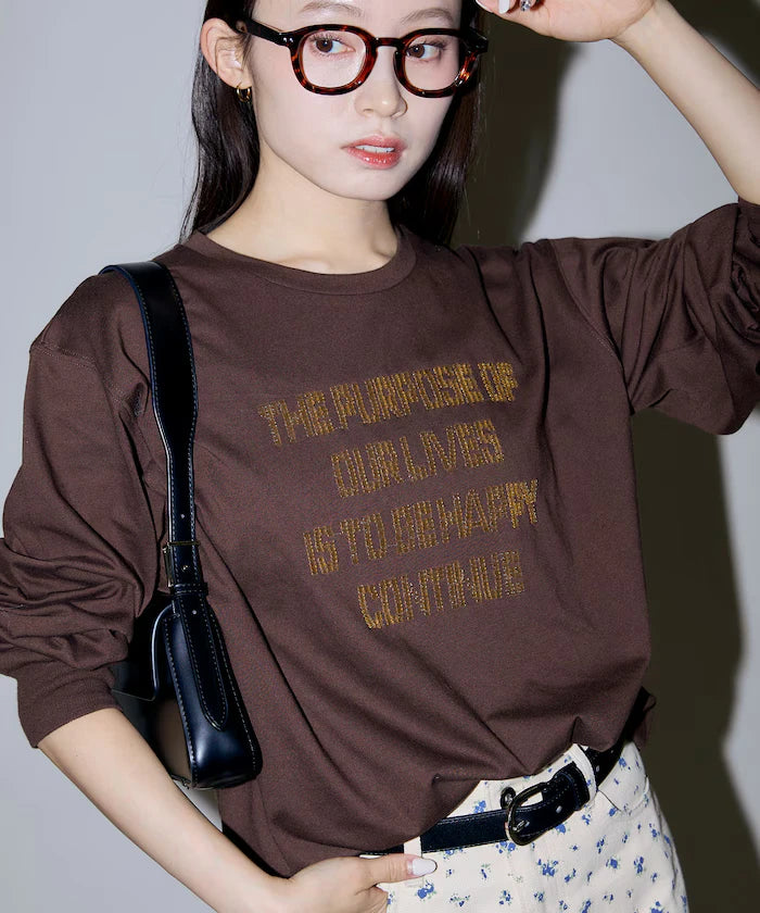 Box Logo Bead Embroidery Big Silhouette Long Sleeve T-Shirt Limited Edition