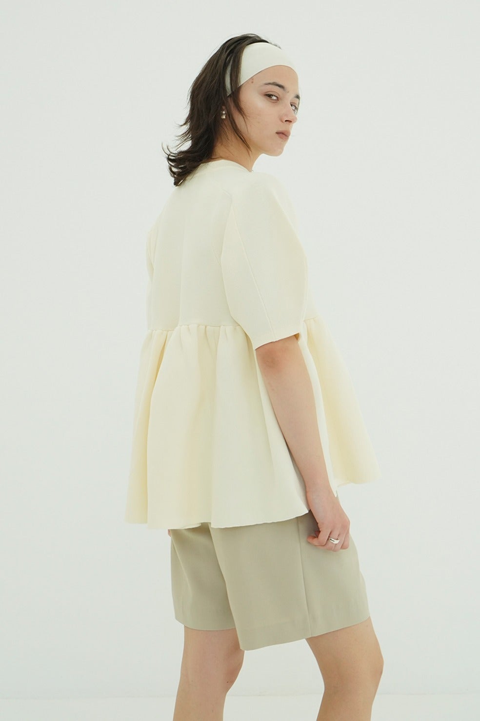 PEPLUM HALF SLEEVE KNIT TOPS