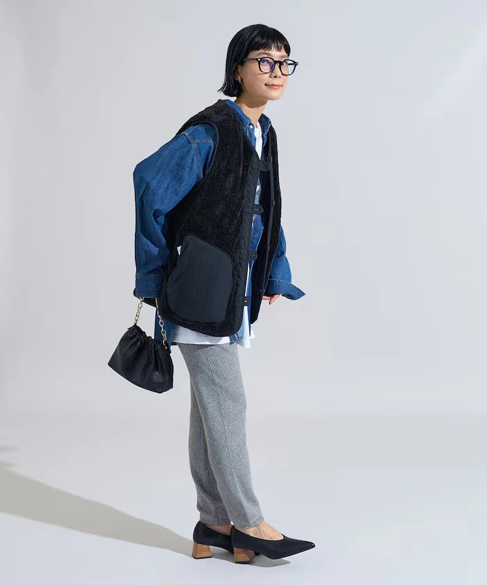 Cotton Nylon Twill Reversible Boa Vest
