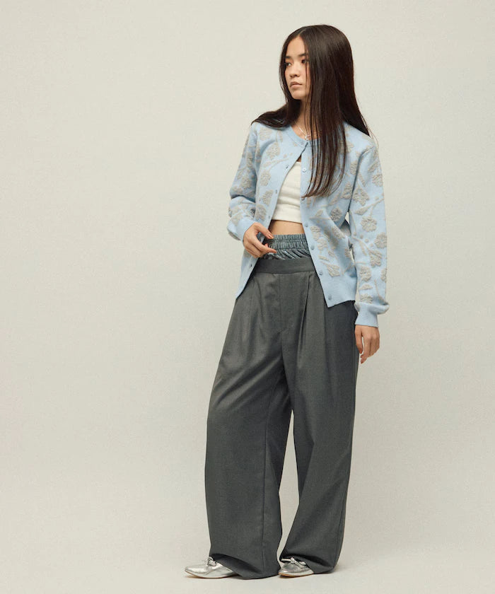 Velour Double Waist Easy Slacks / Wide Silhouette Wool-like Slacks Pants