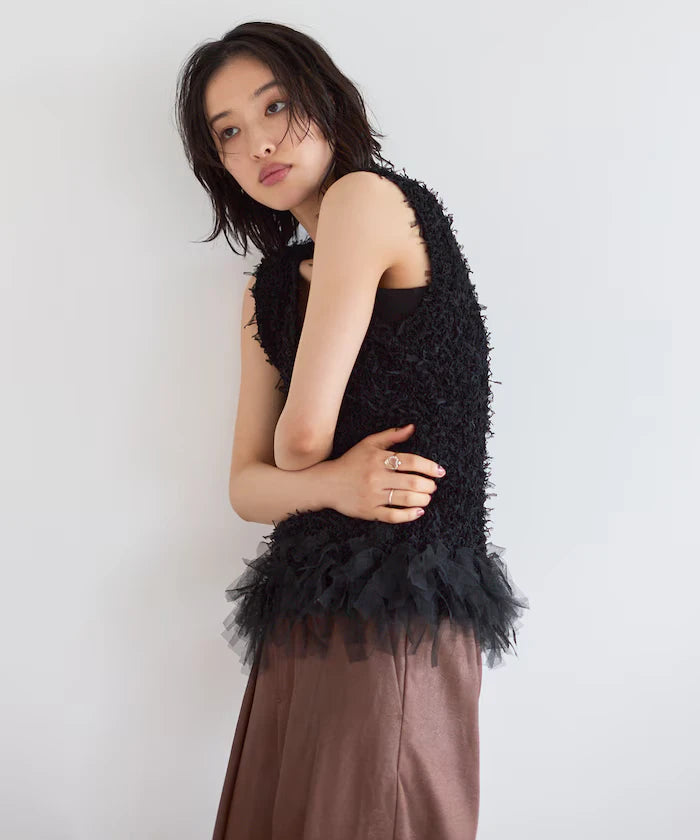 2WAY Fringe Hem Knit Vest