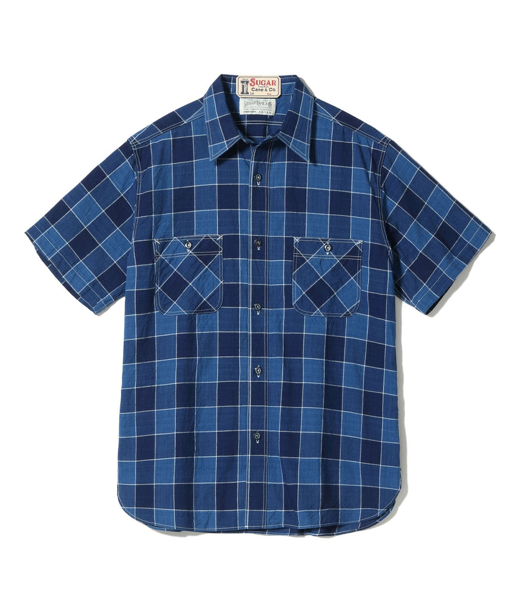 FICTION ROMANCE 5oz. INDIGO CHECK WORK SHIRT
