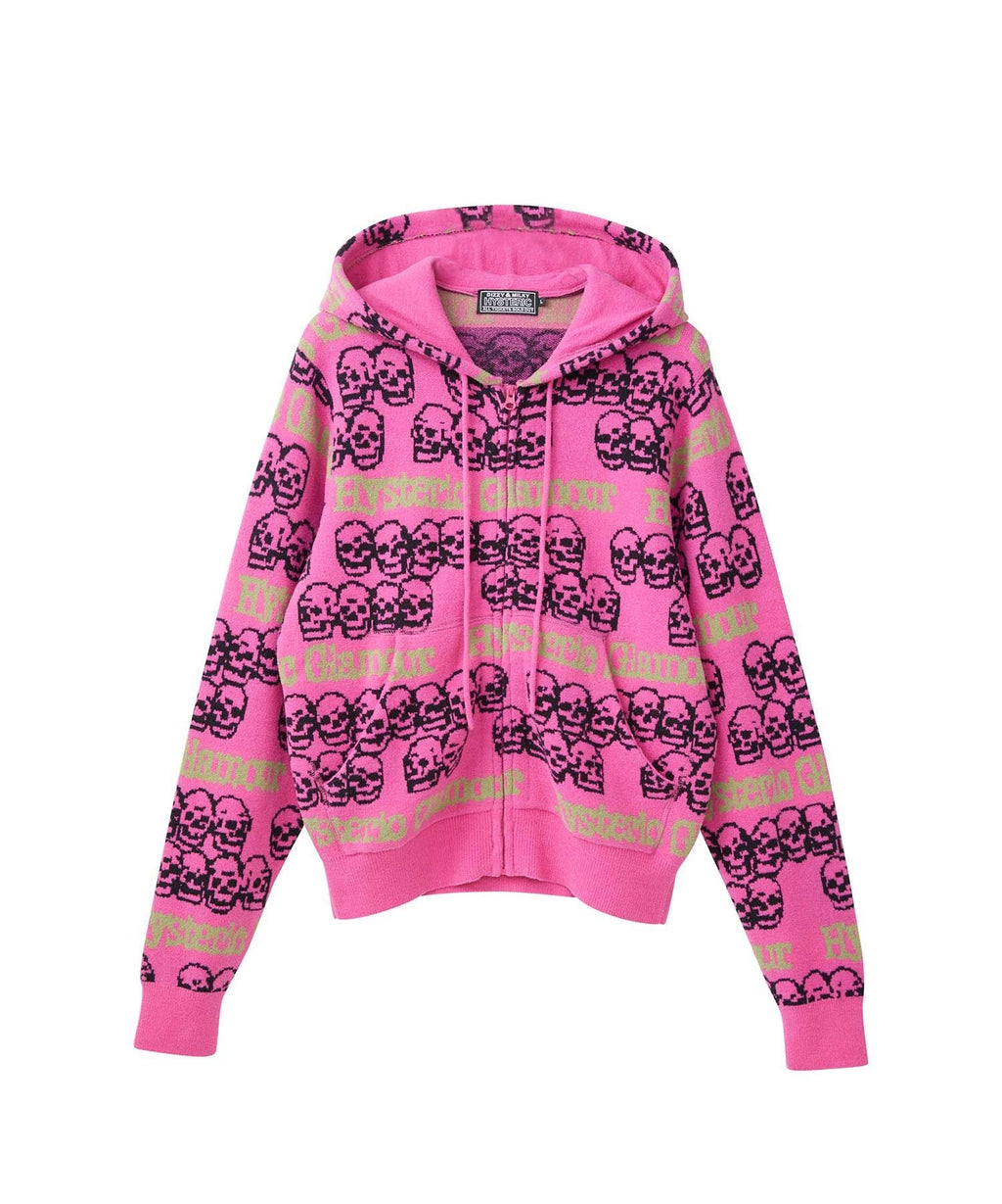 SKULL STRIPE Pattern Jacquard Parka