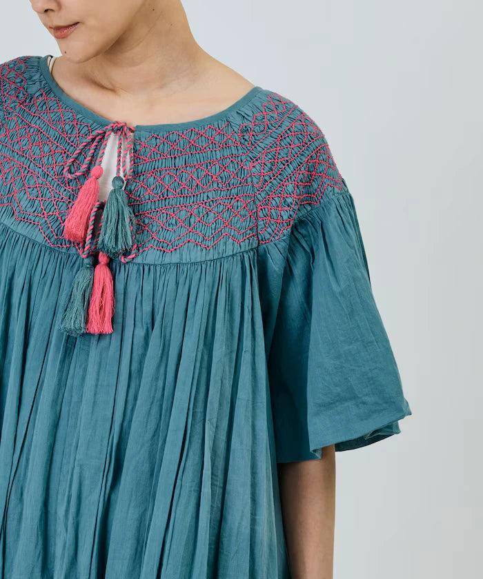 India Colored Smocked Balloon Dress