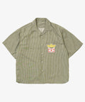 re-engineered overshirt short sleeve deadstock green stripe