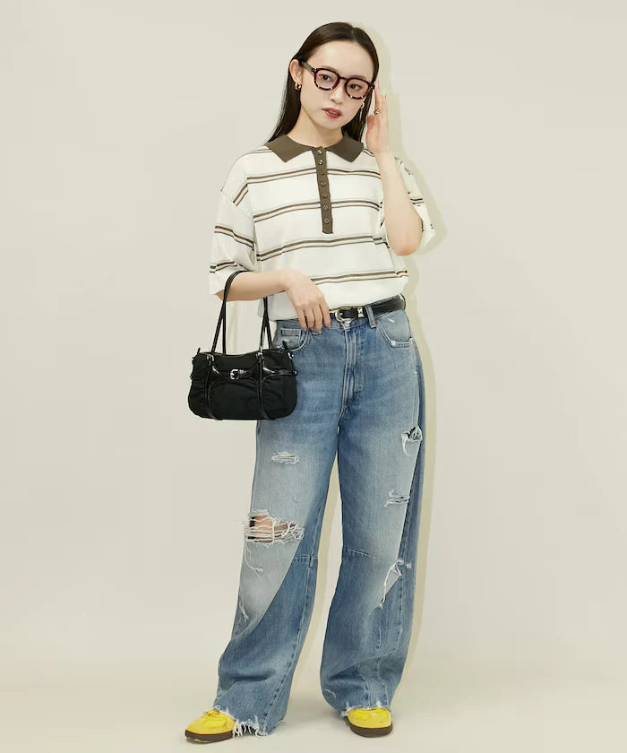 Sheer Border Short Sleeve Polo Summer Knit Limited Release