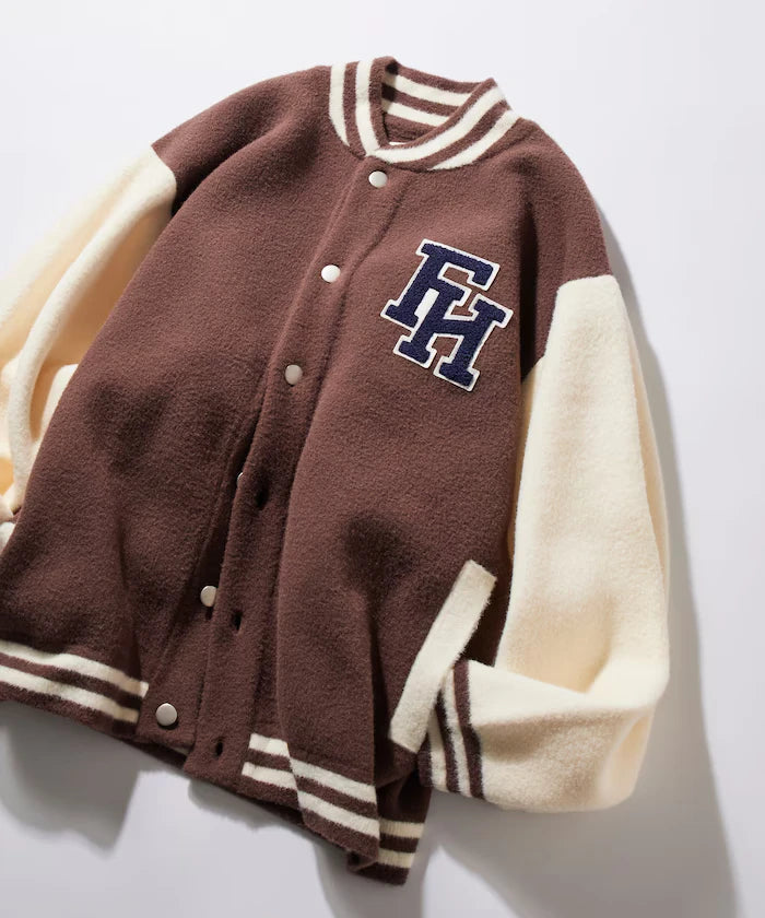 Relaxed Fit Logo Knit Varsity Jacket