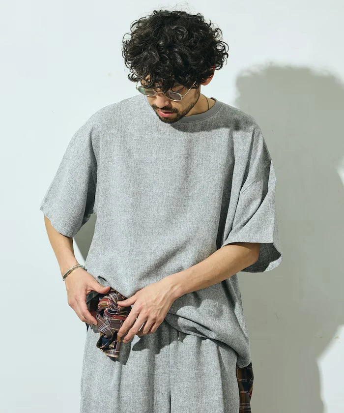 Dry Touch Summer Tweed Short Sleeve Crew Neck