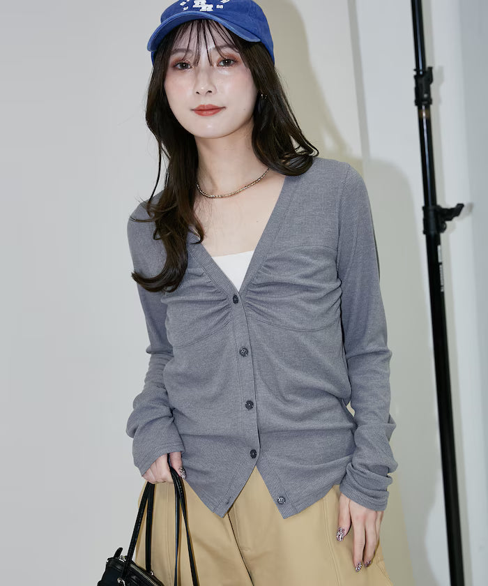 Layered-style V-neck cardigan limited edition