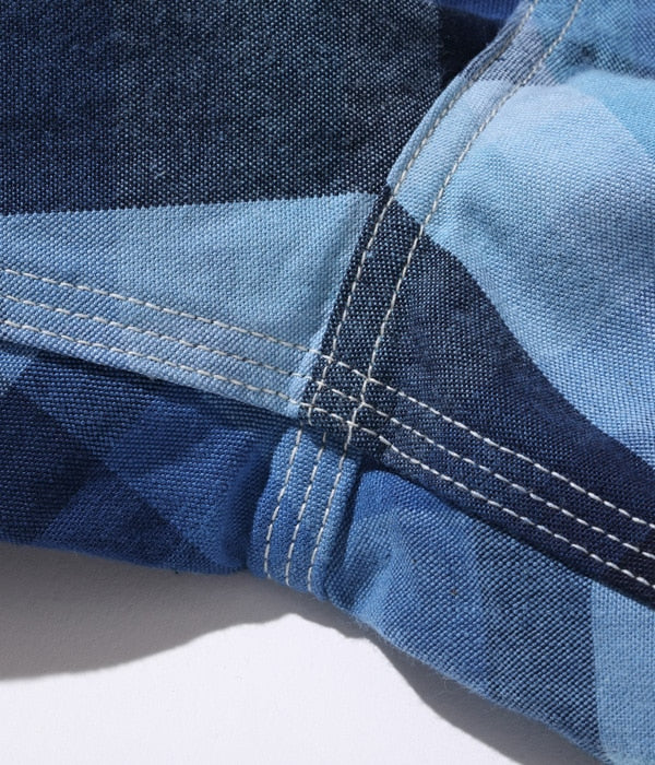 10oz. INDIGO GRADATION CHECK WORK PANTS