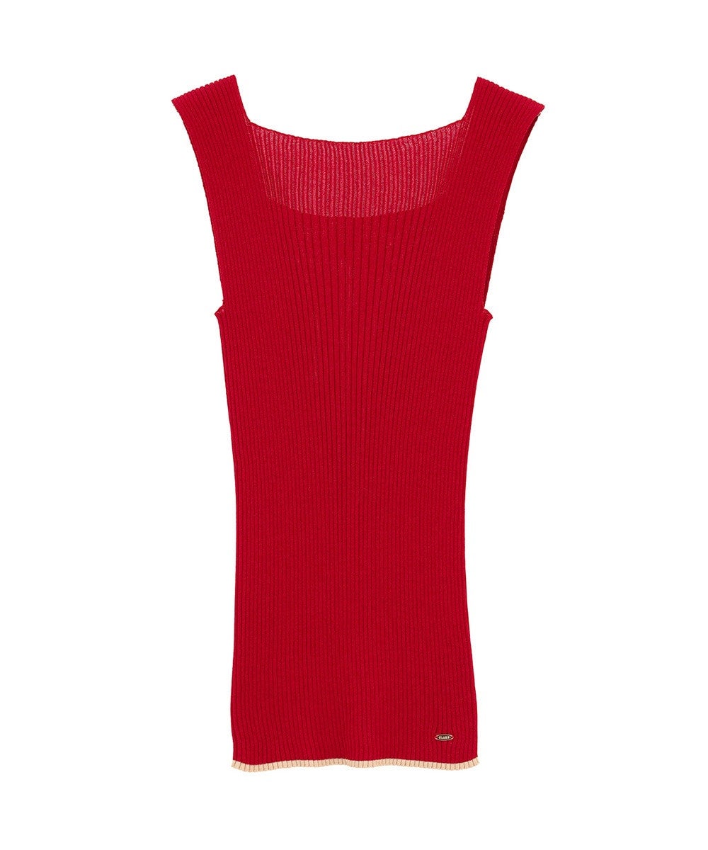 W FACE CONTRAST HEM RIB KNIT TANK TOPS