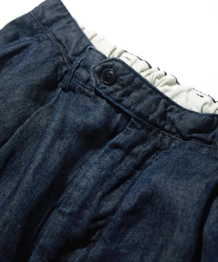 French Linen Denim 1 Tuck Trousers