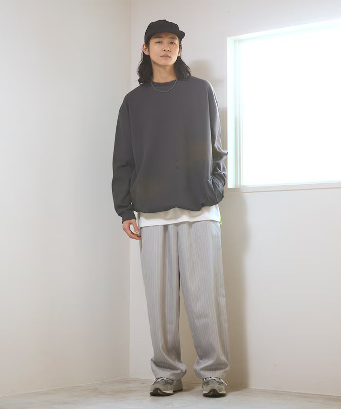 Spindle Stripe Easy Wide Pants / Compatible with Setup