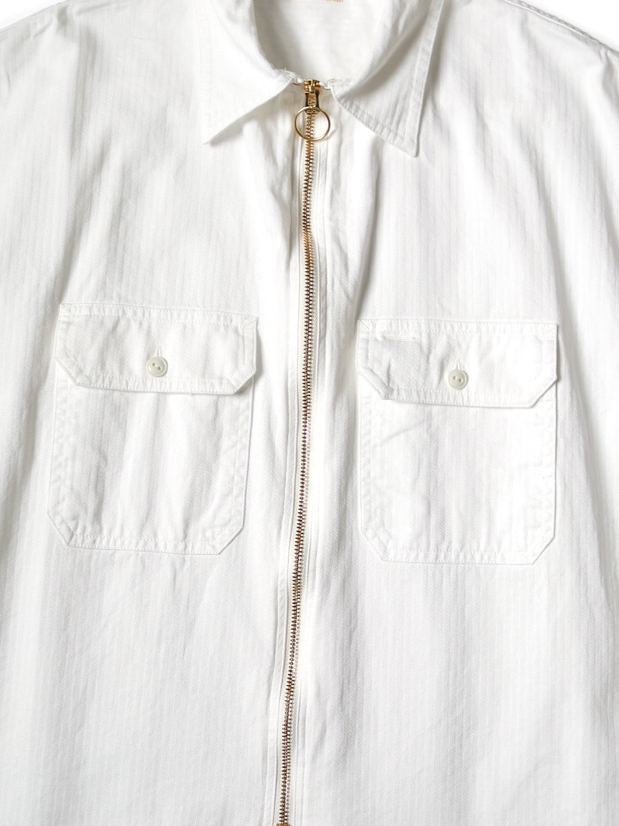 Herringbone Twill Sleeveless Zipper Work Shirt