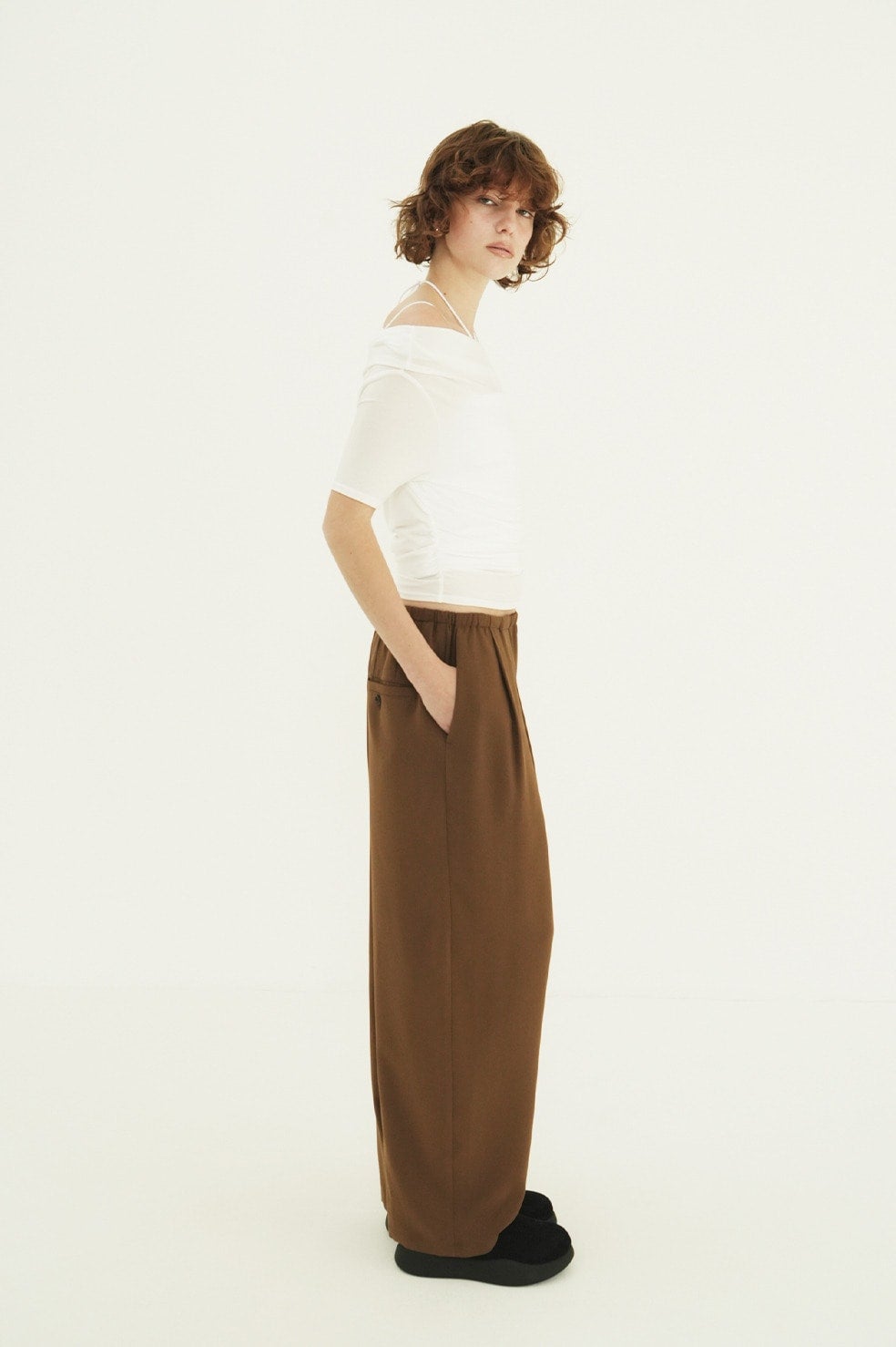 DRAPED OFF SHOULDER H/S TOPS