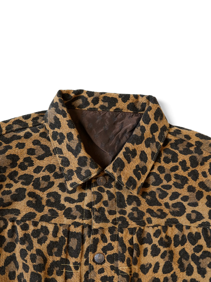 Twill Aging Wool Leopard Pattern 1ST JKT